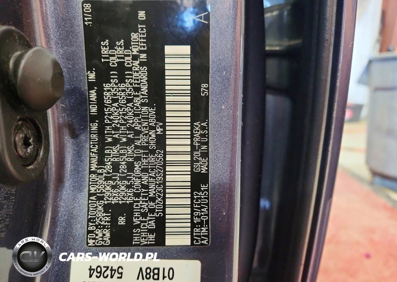 2009 Toyota Sienna Le 8-Passenger VIN:5TDZK23C19S270562 - 13