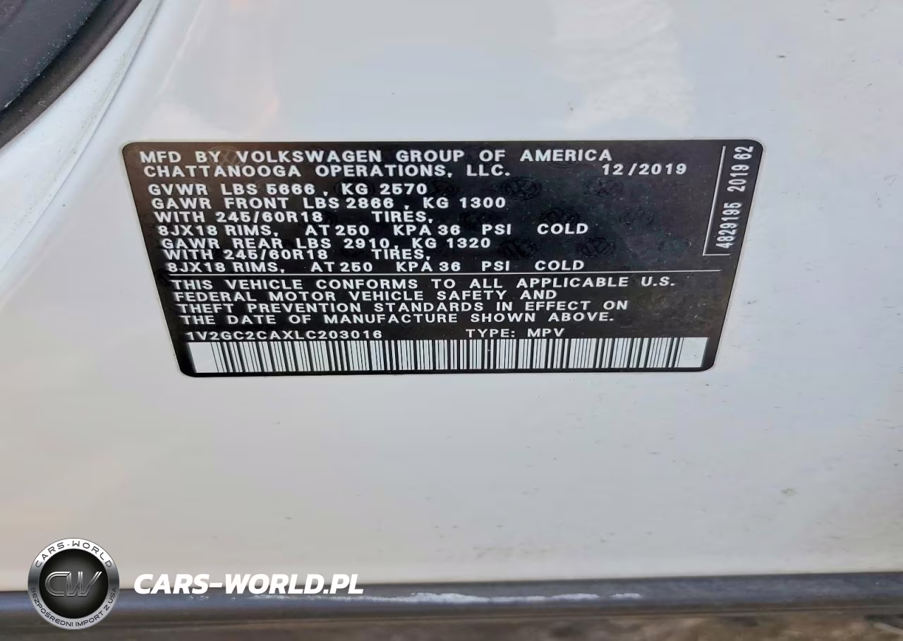 2020 Volkswagen Atlas Cross Sport S VIN:1V2GC2CAXLC203016 - 14