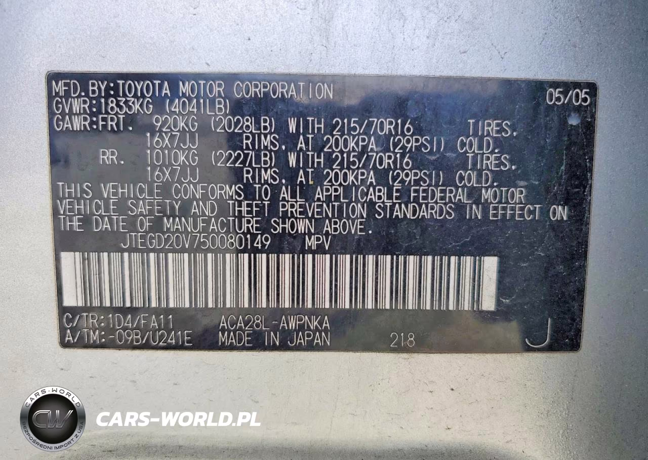 2005 Toyota Rav4 Base VIN:JTEGD20V750080149 - 12