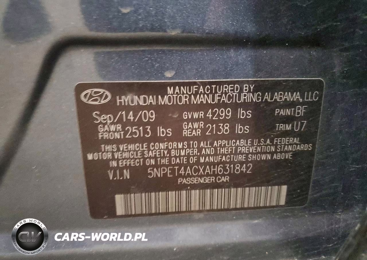 2010 Hyundai Sonata Gls VIN:5NPET4ACXAH631842 - 12
