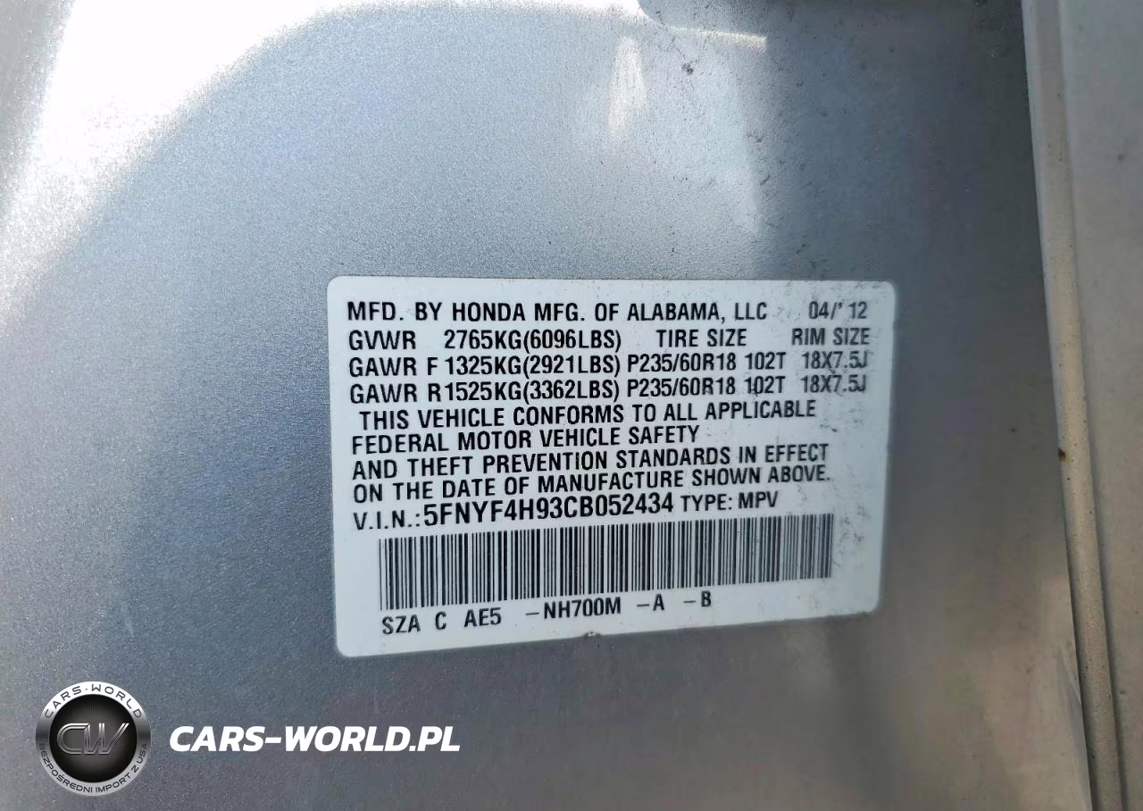 2012 Honda Pilot Touring VIN:5FNYF4H93CB052434 - 13
