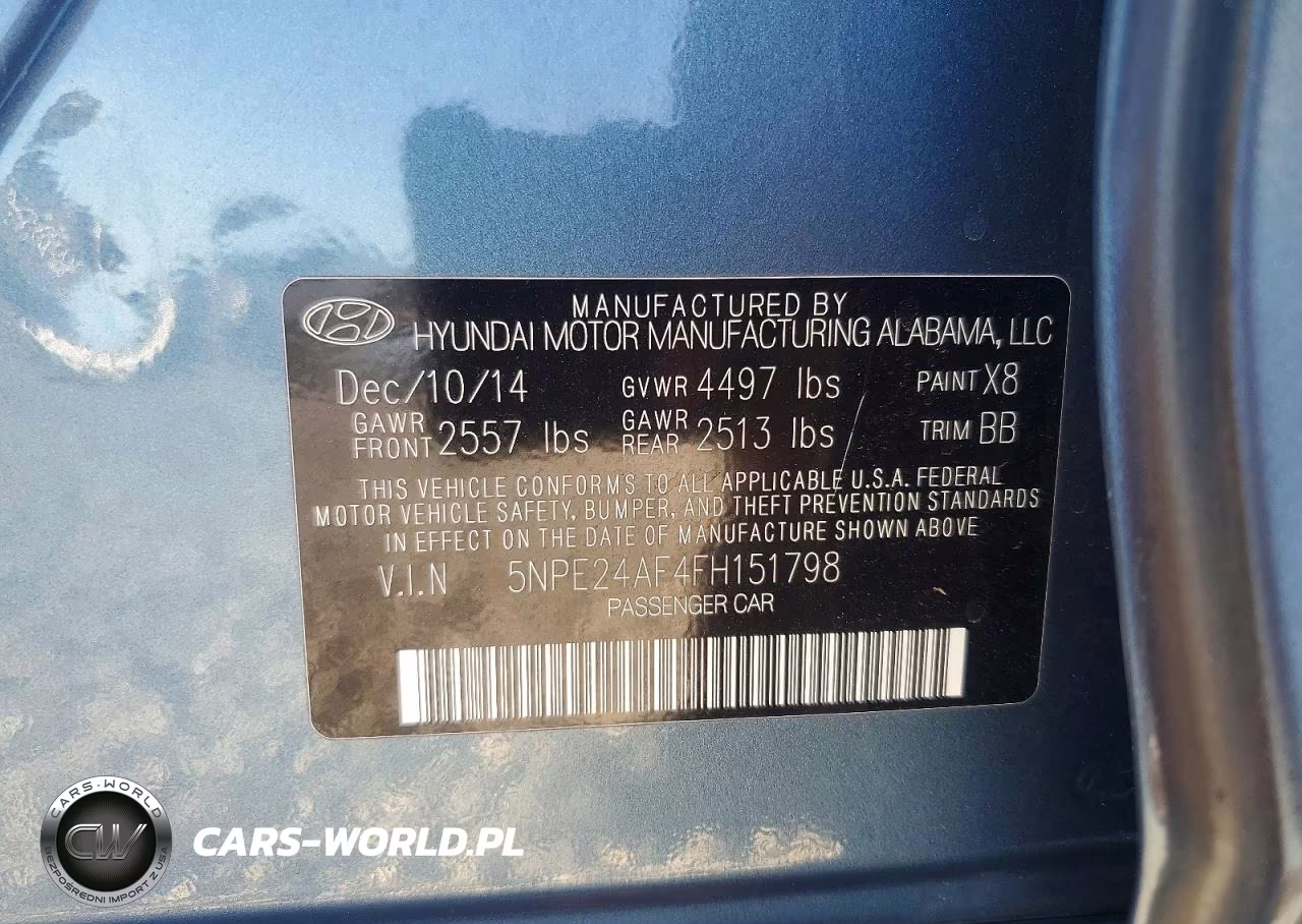 2015 Hyundai Sonata Se VIN:5NPE24AF4FH151798 - 13
