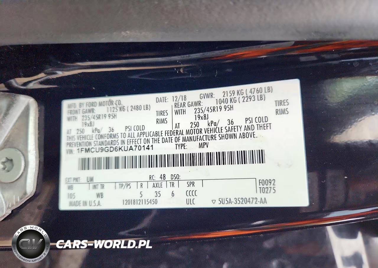 2019 Ford Escape Se VIN:1FMCU9GD6KUA70141 - 14