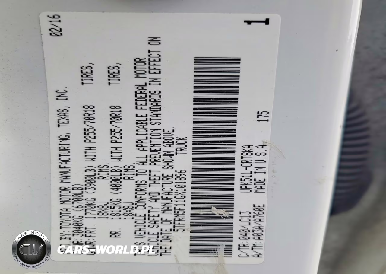 2016 Toyota Tundra Sr VIN:5TFRM5F11GX101896 - 12