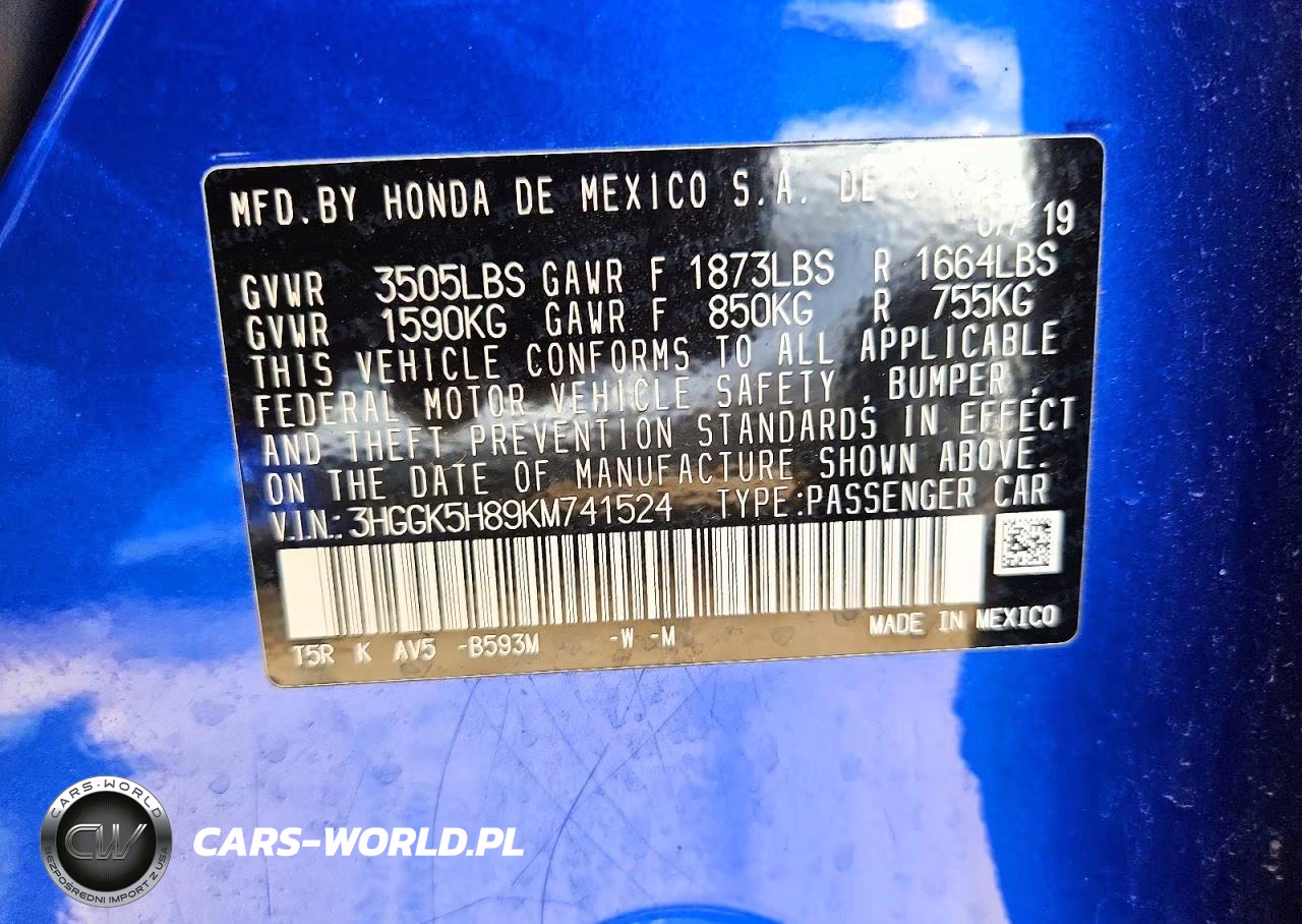 2019 Honda Fit Ex VIN:3HGGK5H89KM741524 - 12