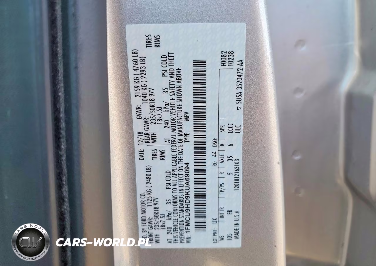 2019 Ford Escape Sel VIN:1FMCU9HD9KUA69094 - 13