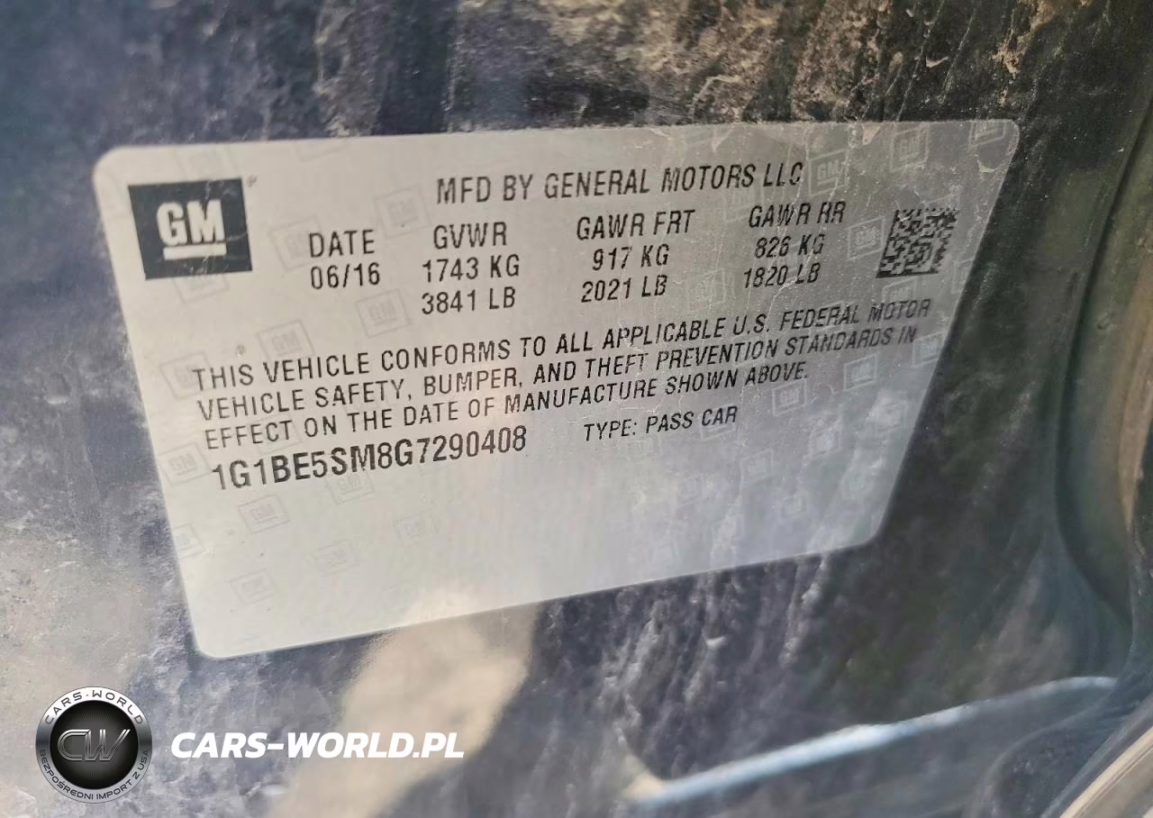 2016 Chevrolet Cruze Lt VIN:1G1BE5SM8G7290408 - 12