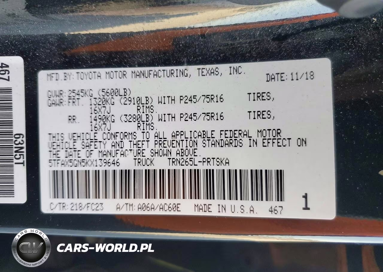 2019 Toyota Tacoma Sr5 VIN:5TFAX5GN5KX139646 - 13
