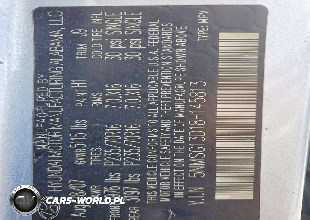 2008 Hyundai Santa Fe Gls VIN:5NMSG13D18H145813 - 13
