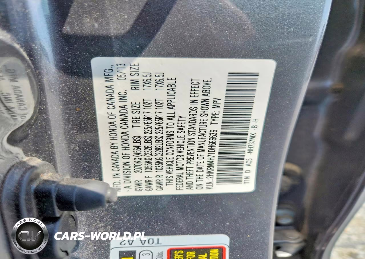 2013 Honda Cr-V Exl VIN:2HKRM4H71DH666636 - 13