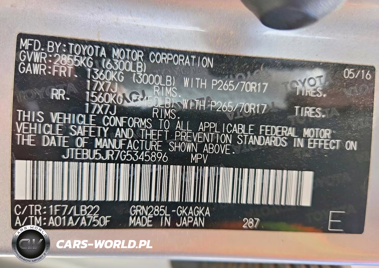 2016 Toyota 4Runner Sr5 Premium VIN:JTEBU5JR7G5345896 - 13