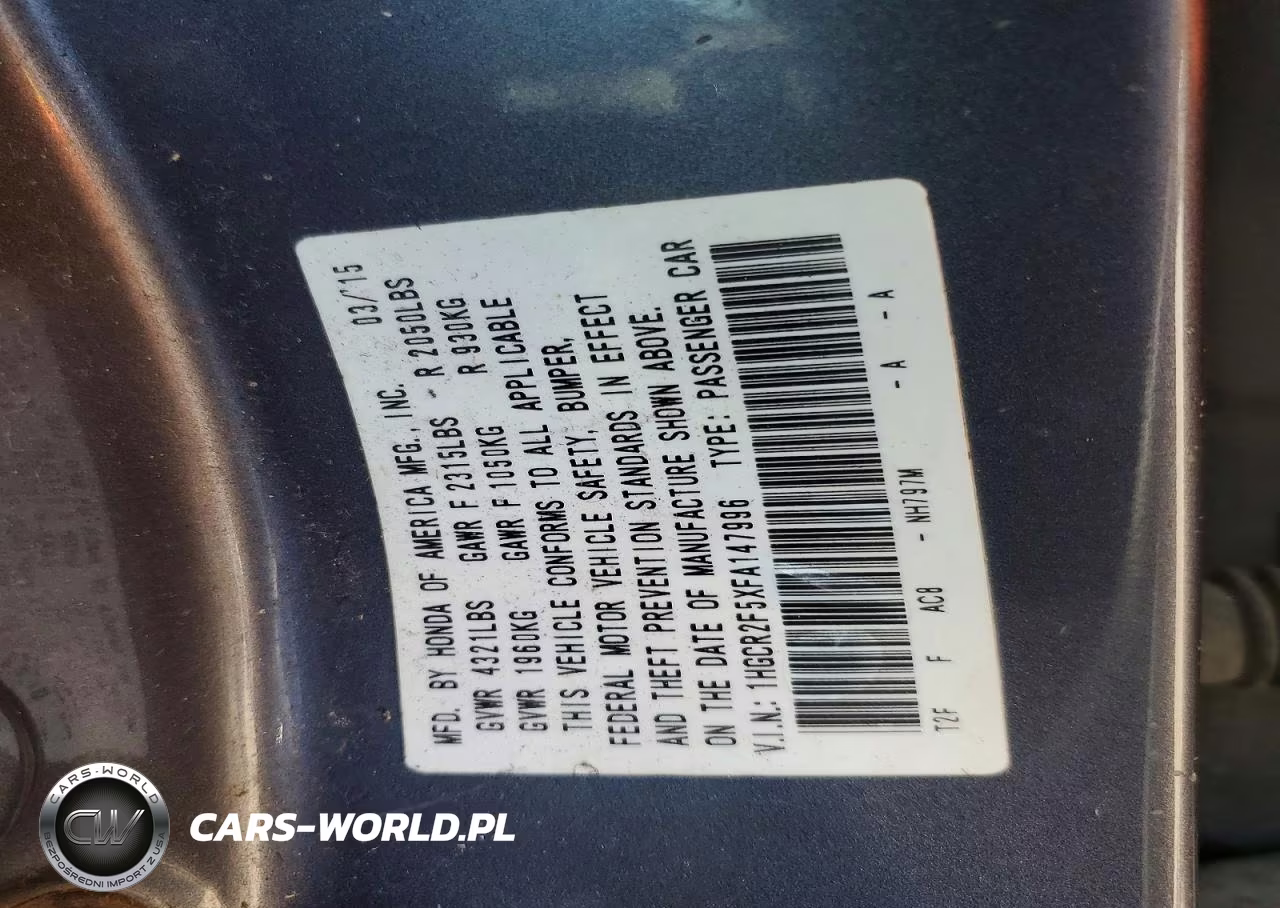 2015 Honda Accord Sport VIN:1HGCR2F5XFA147996 - 12