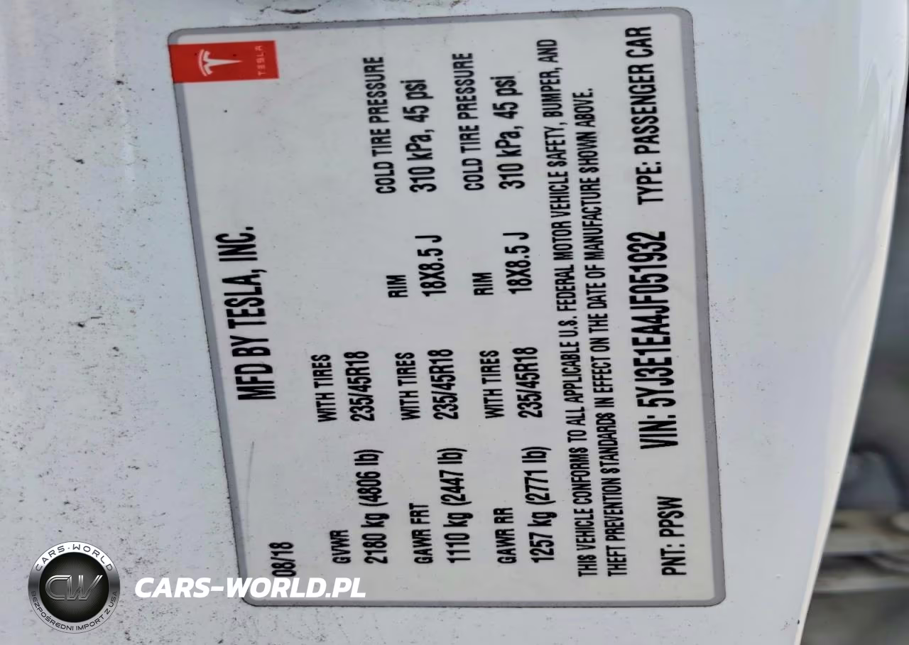 2018 Tesla Model 3 VIN:5YJ3E1EA4JF051932 - 12