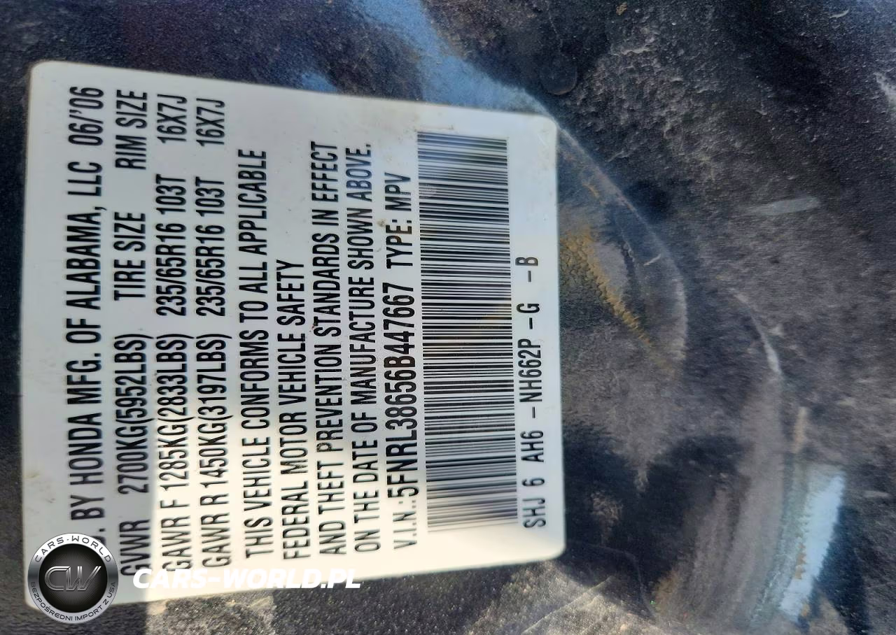2006 Honda Odyssey Exl VIN:5FNRL38656B447667 - 13