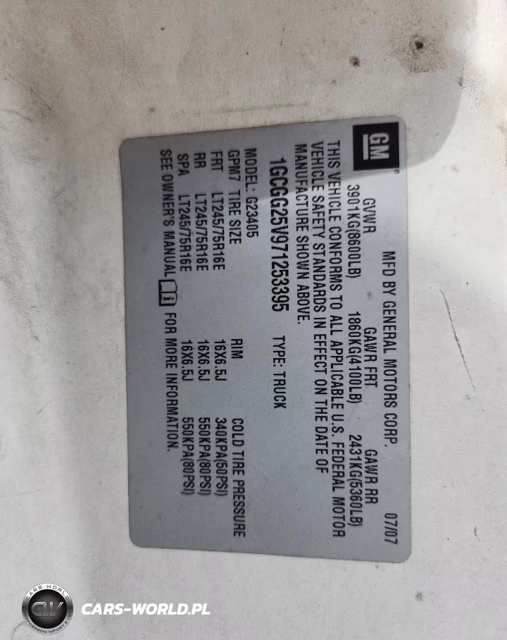 2007 Chev Express G2500 VIN:1GCGG25V971253395 - 13