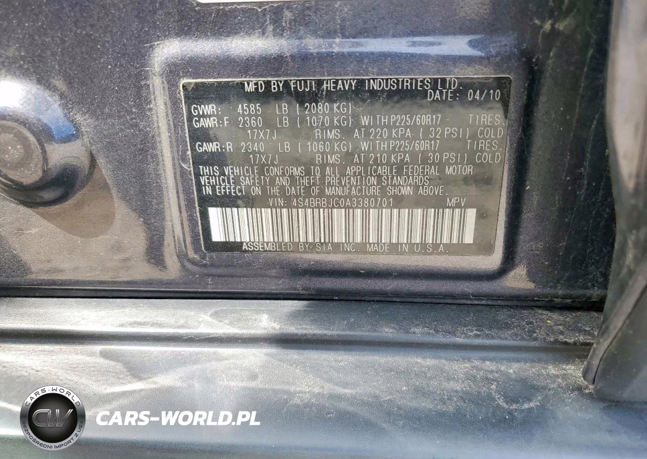 2010 Subaru Outback 2.5I Limited VIN:4S4BRBJC0A3380701 - 13
