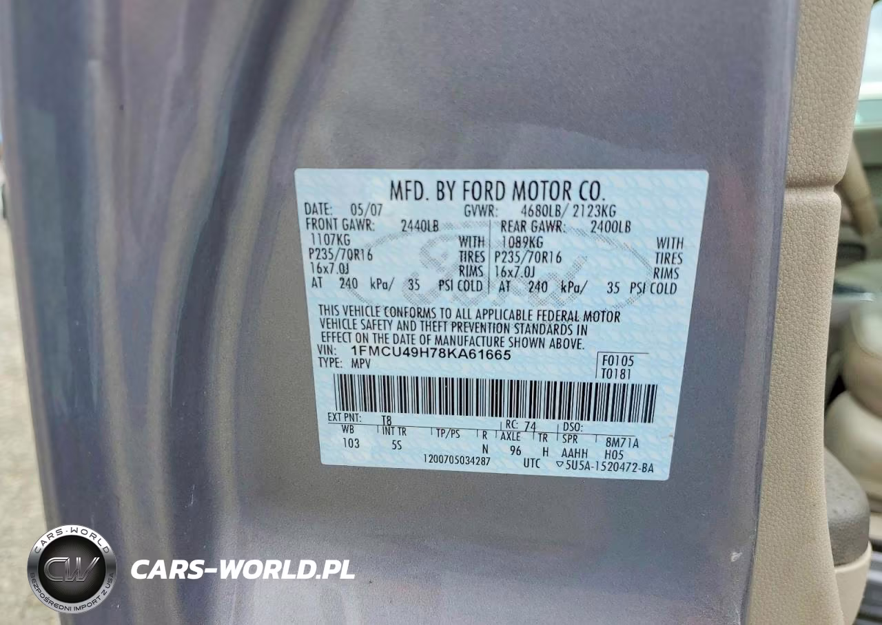 2008 Ford Escape Hev VIN:1FMCU49H78KA61665 - 13