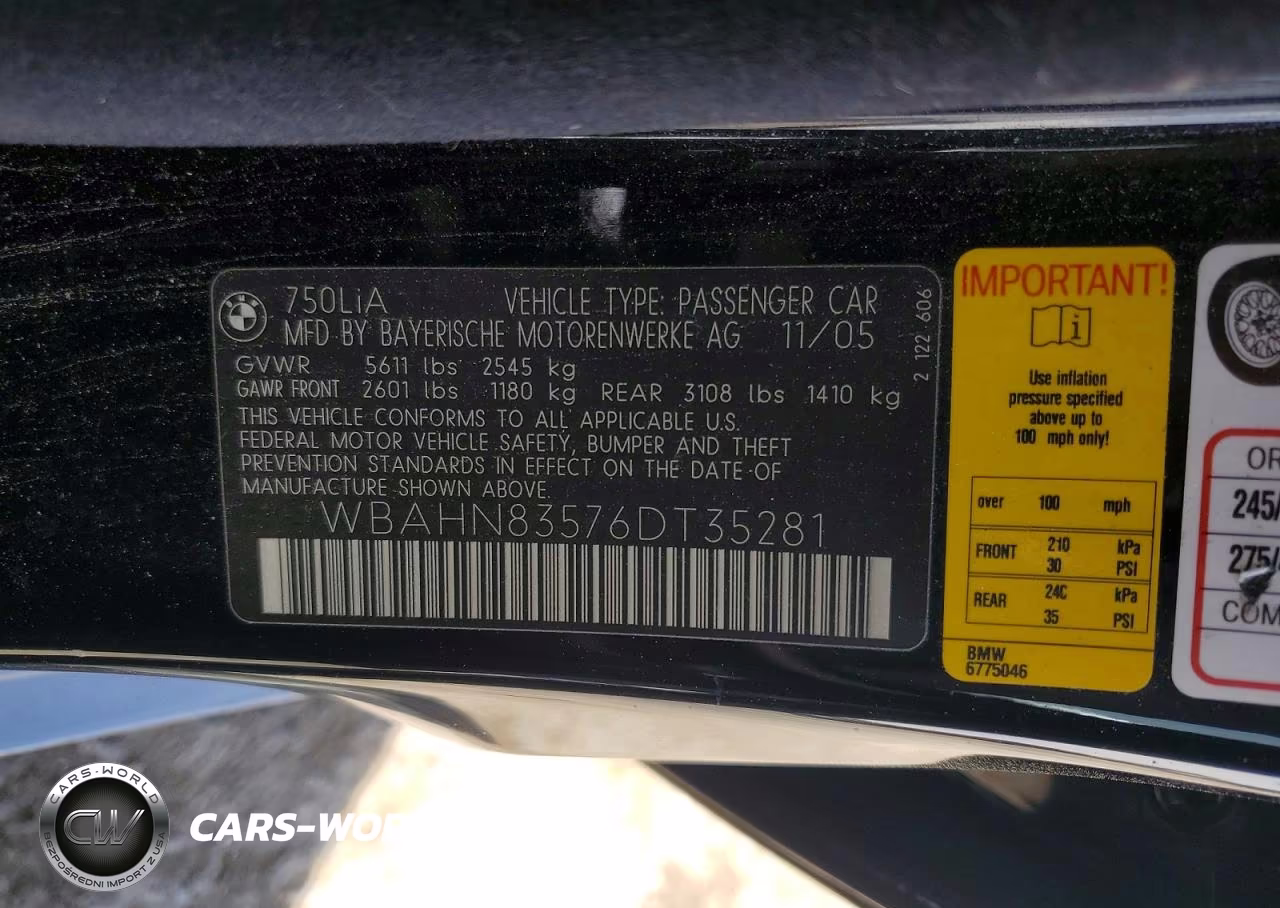 2006 BMW 750 Li VIN:WBAHN83576DT35281 - 12