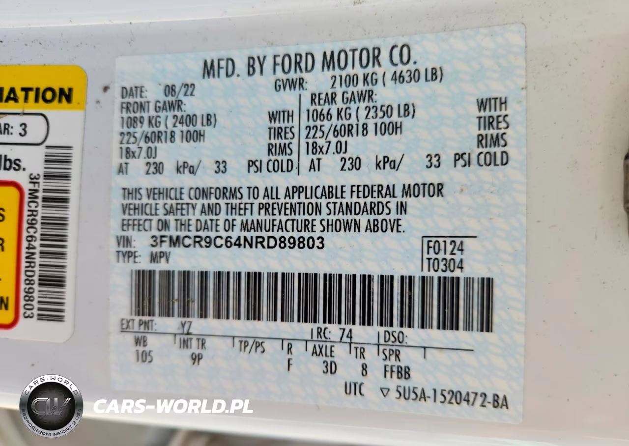 2022 Ford Bronco Sport Outer Banks VIN:3FMCR9C64NRD89803 - 14