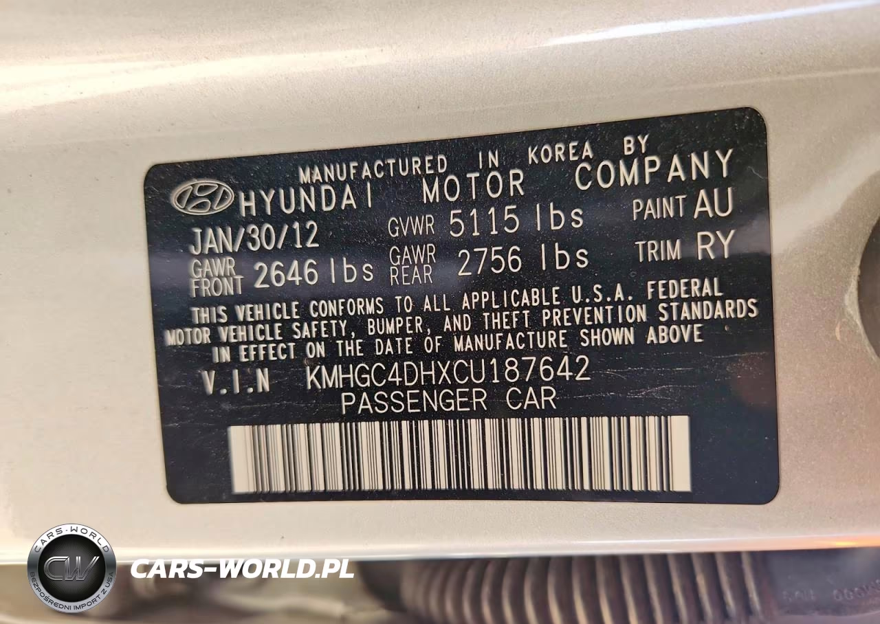 2012 Hyundai Accent Se VIN:KMHGC4DHXCU187642 - 12