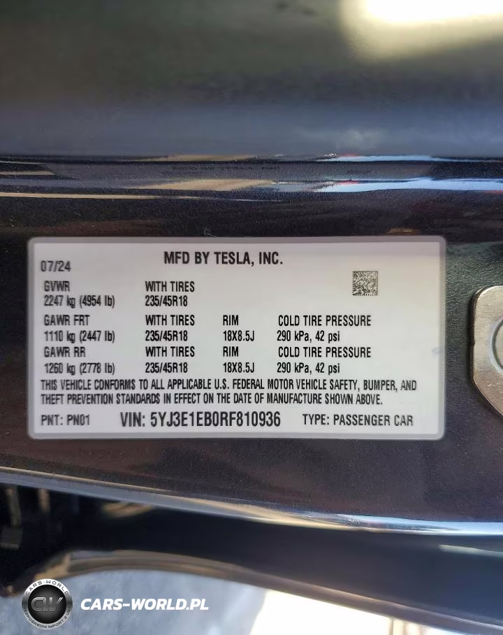 2024 Tesla Model 3 VIN:5YJ3E1EB0RF810936 - 12