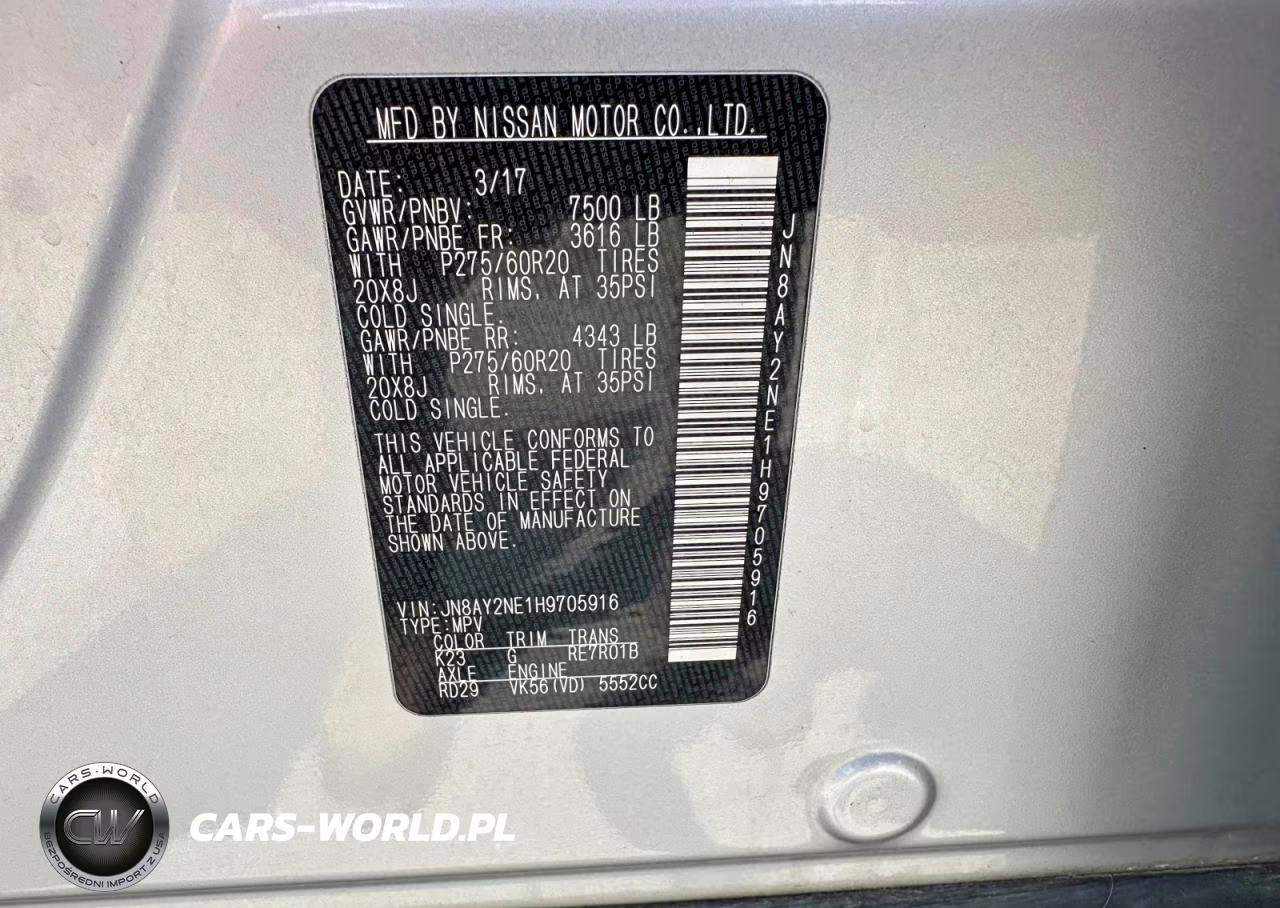 2017 Nissan Armada Platinum VIN:JN8AY2NE1H9705916 - 10