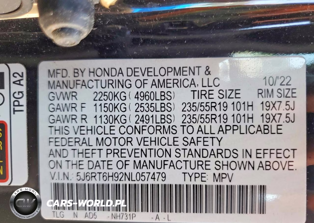 2022 Honda Cr-V Touring VIN:5J6RT6H92NL057479 - 13