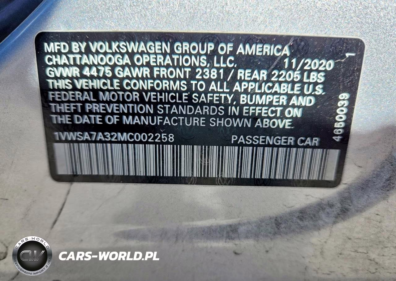 2021 Volkswagen Passat Se VIN:1VWSA7A32MC002258 - 12
