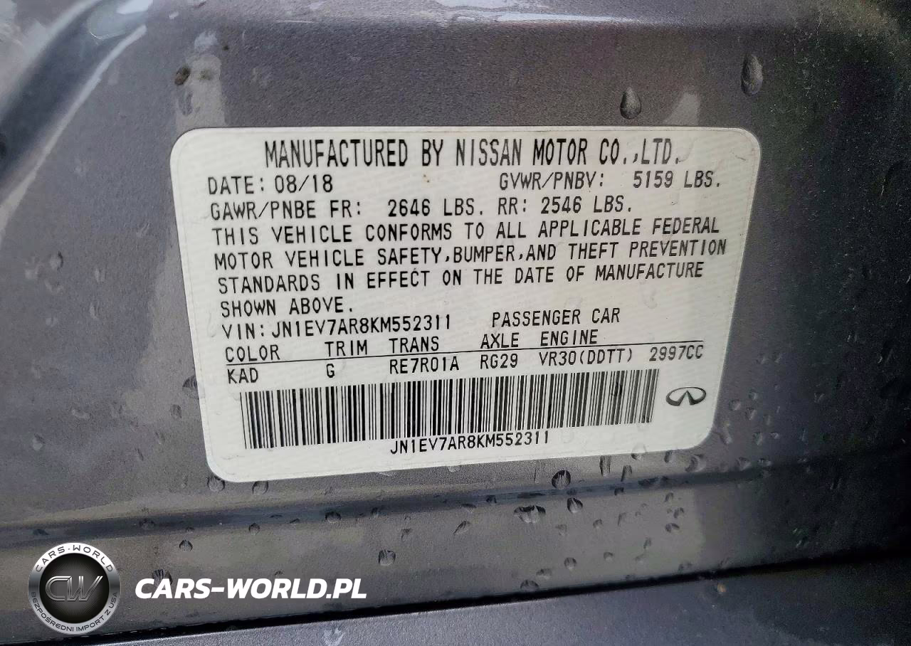 2019 Infiniti Q50 3.0T Luxe VIN:JN1EV7AR8KM552311 - 12