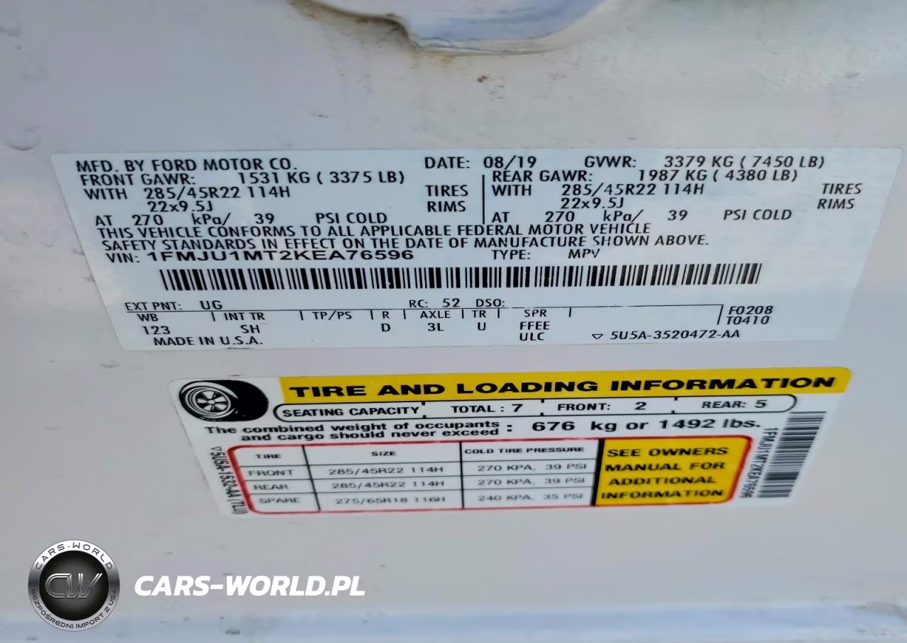 2019 Ford Expedition Platinum VIN:1FMJU1MT2KEA76596 - 14