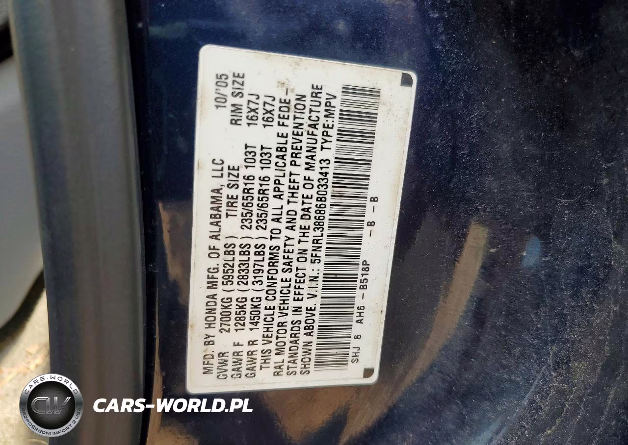 2006 Honda Odyssey Exl VIN:5FNRL38686B033413 - 13