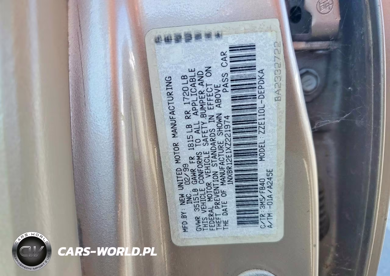 1999 Toyota Corolla Ve VIN:1NXBR12E1XZ221974 - 12