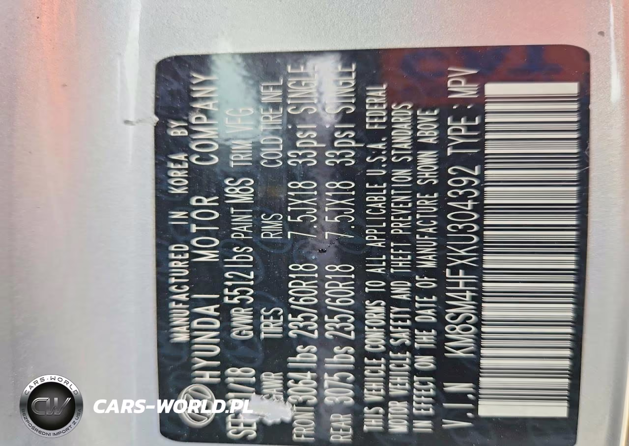 2019 Hyundai Santa Fe Xl Se VIN:KM8SM4HFXKU304392 - 13