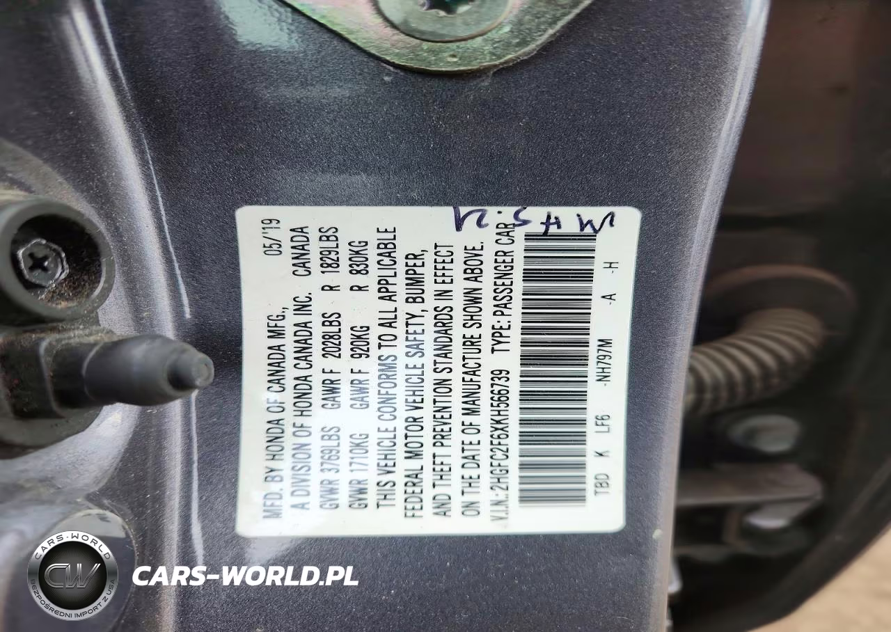 2019 Honda Civic Lx VIN:2HGFC2F6XKH566739 - 12