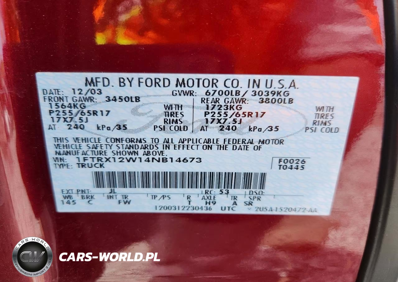 2004 Ford F150 VIN:1FTRX12W14NB14673 - 12