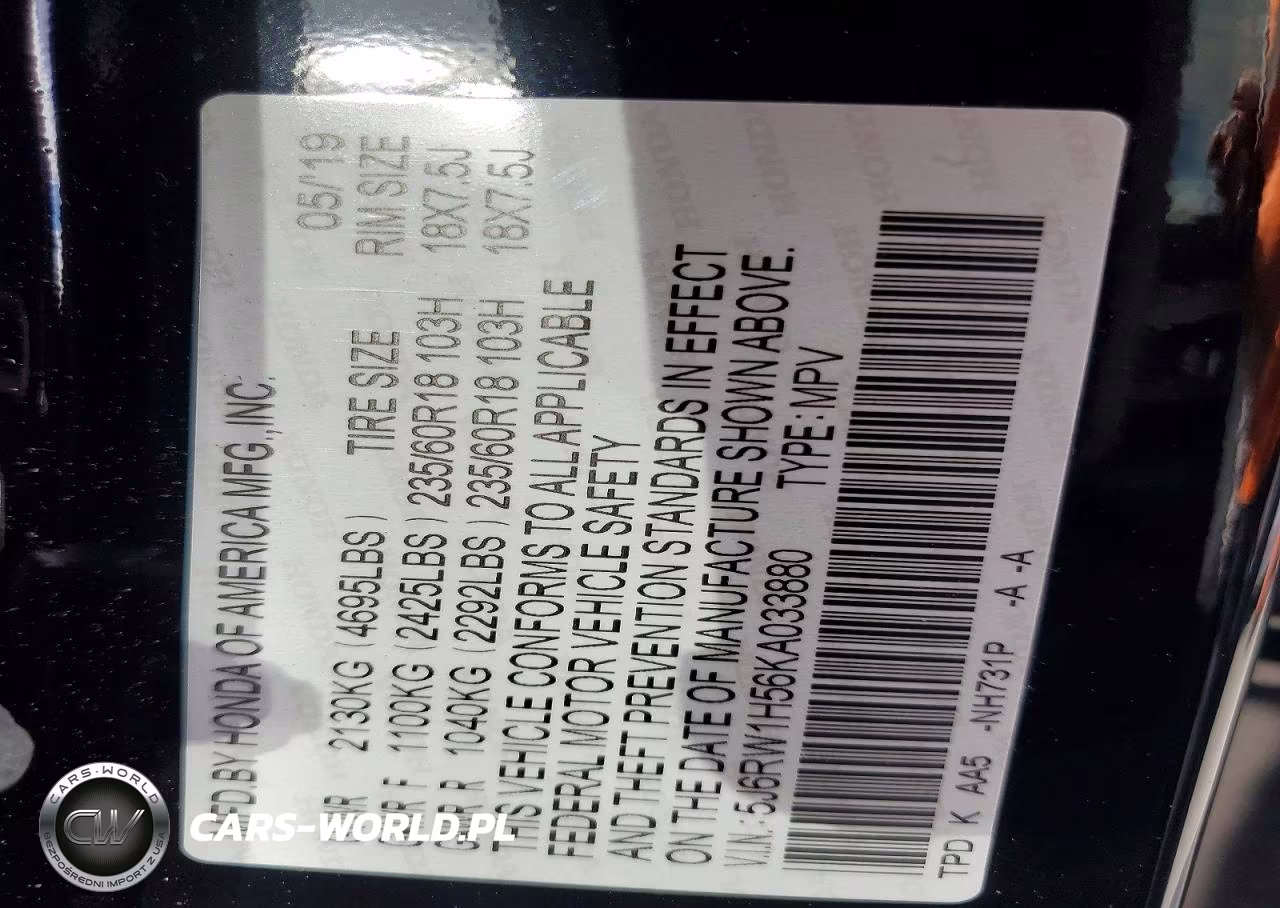 2019 Honda Cr-V Ex VIN:5J6RW1H56KA033880 - 14