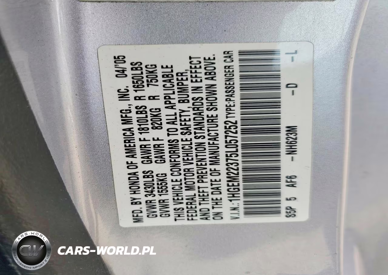 2005 Honda Civic Vp VIN:1HGEM22375L057252 - 13