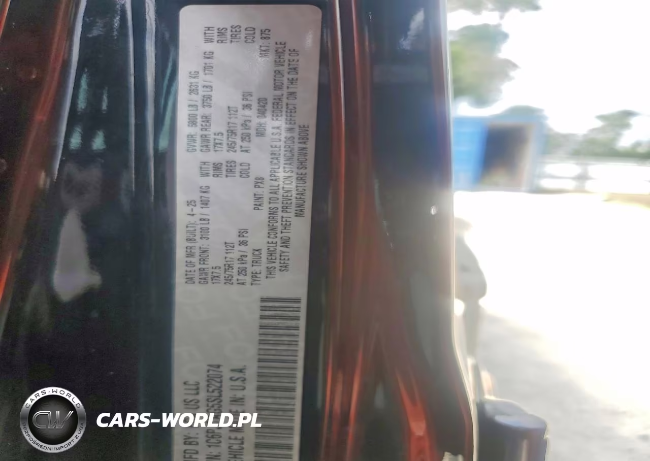 2025 Jeep Gladiator Sport VIN:1C6PJTAG5SL522074 - 12
