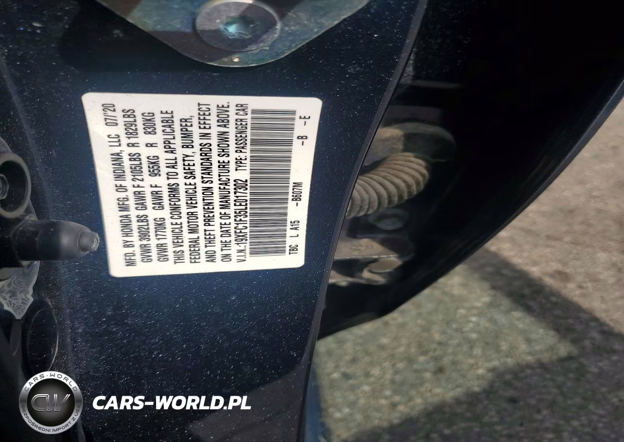 2020 Honda Civic Ex VIN:19XFC1F35LE017302 - 12