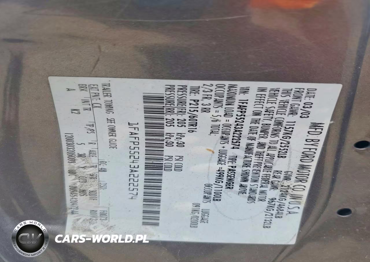 2003 Ford Taurus Ses VIN:1FAFP55243A222574 - 12