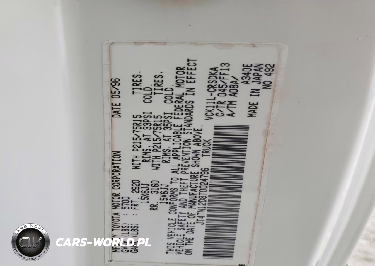 1996 Toyota T100 Xtracab VIN:JT4TN12D8T0024796 - 12