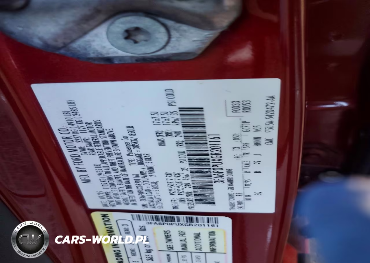 2016 Ford Fusion Se Phev VIN:3FA6P0PUXGR201161 - 12