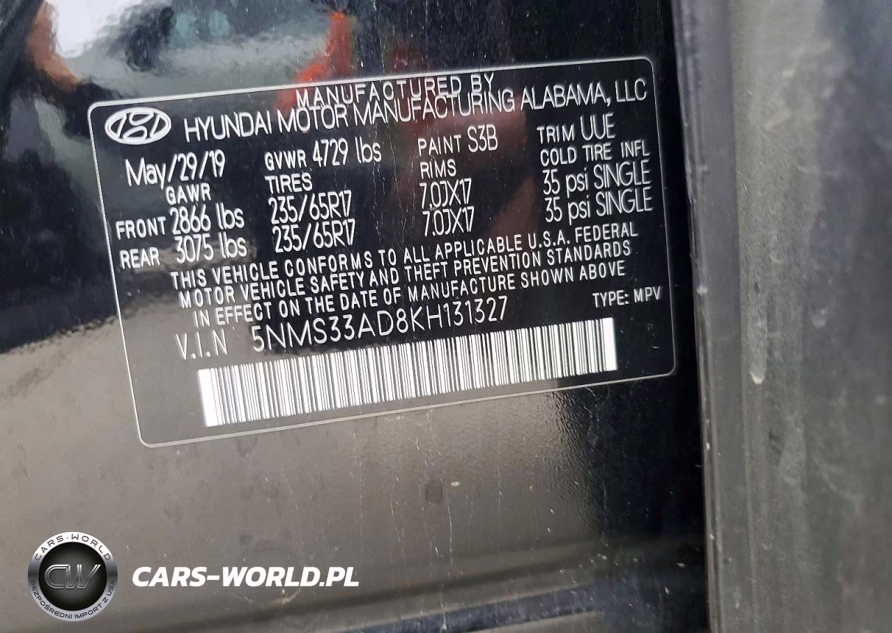 2019 Hyundai Santa Fe Sel 2.4L VIN:5NMS33AD8KH131327 - 14