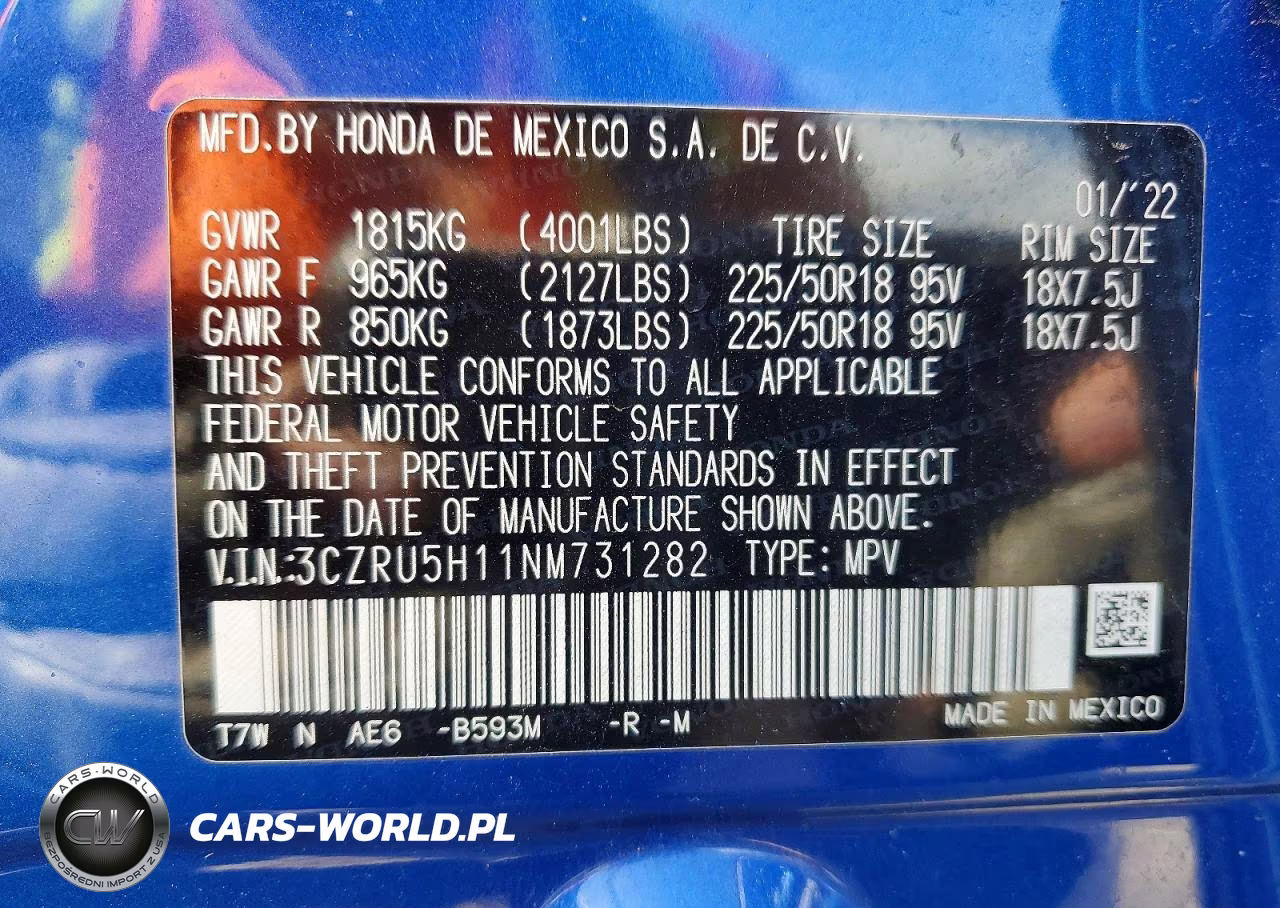 2022 Honda Hr-V Sport VIN:3CZRU5H11NM731282 - 14
