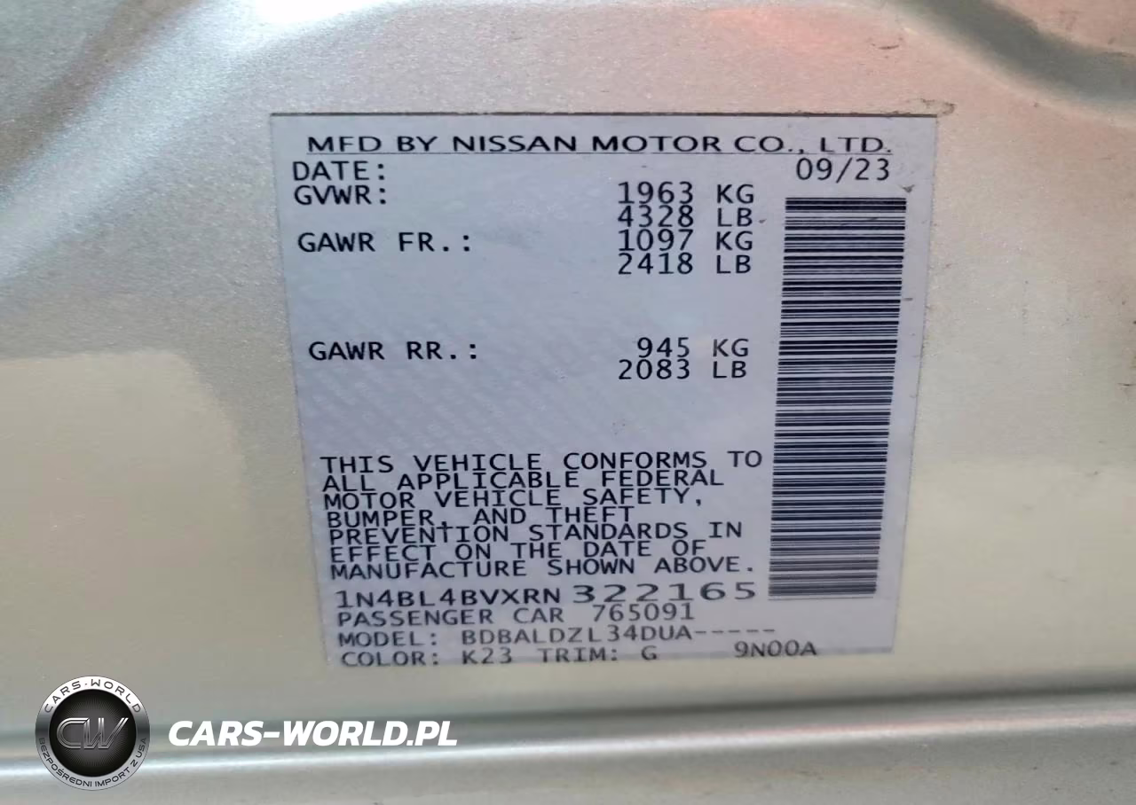2024 Nissan Altima S VIN:1N4BL4BVXRN322165 - 12