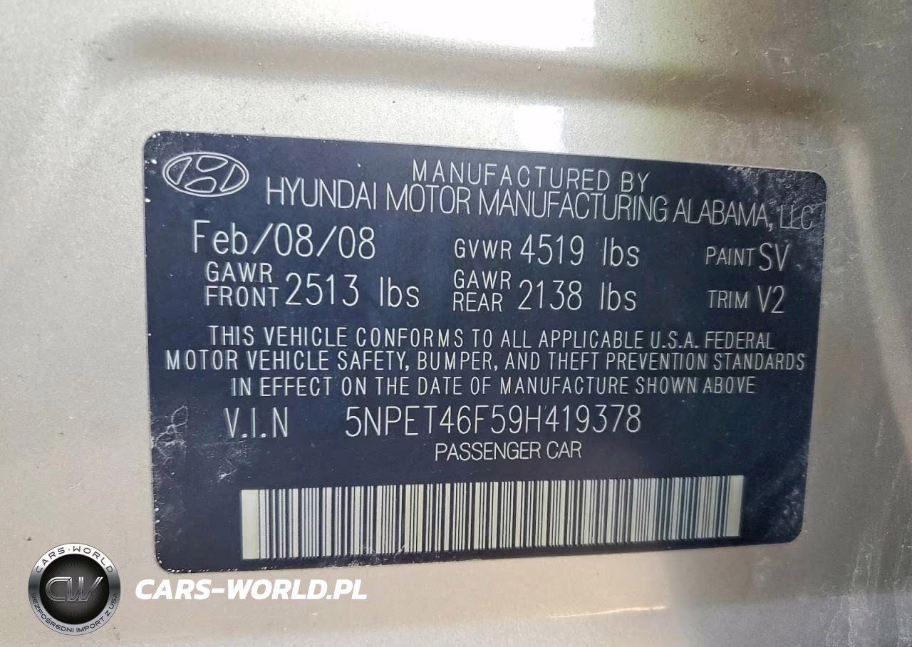 2009 Hyundai Sonata VIN:5NPET46F59H419378 - 12