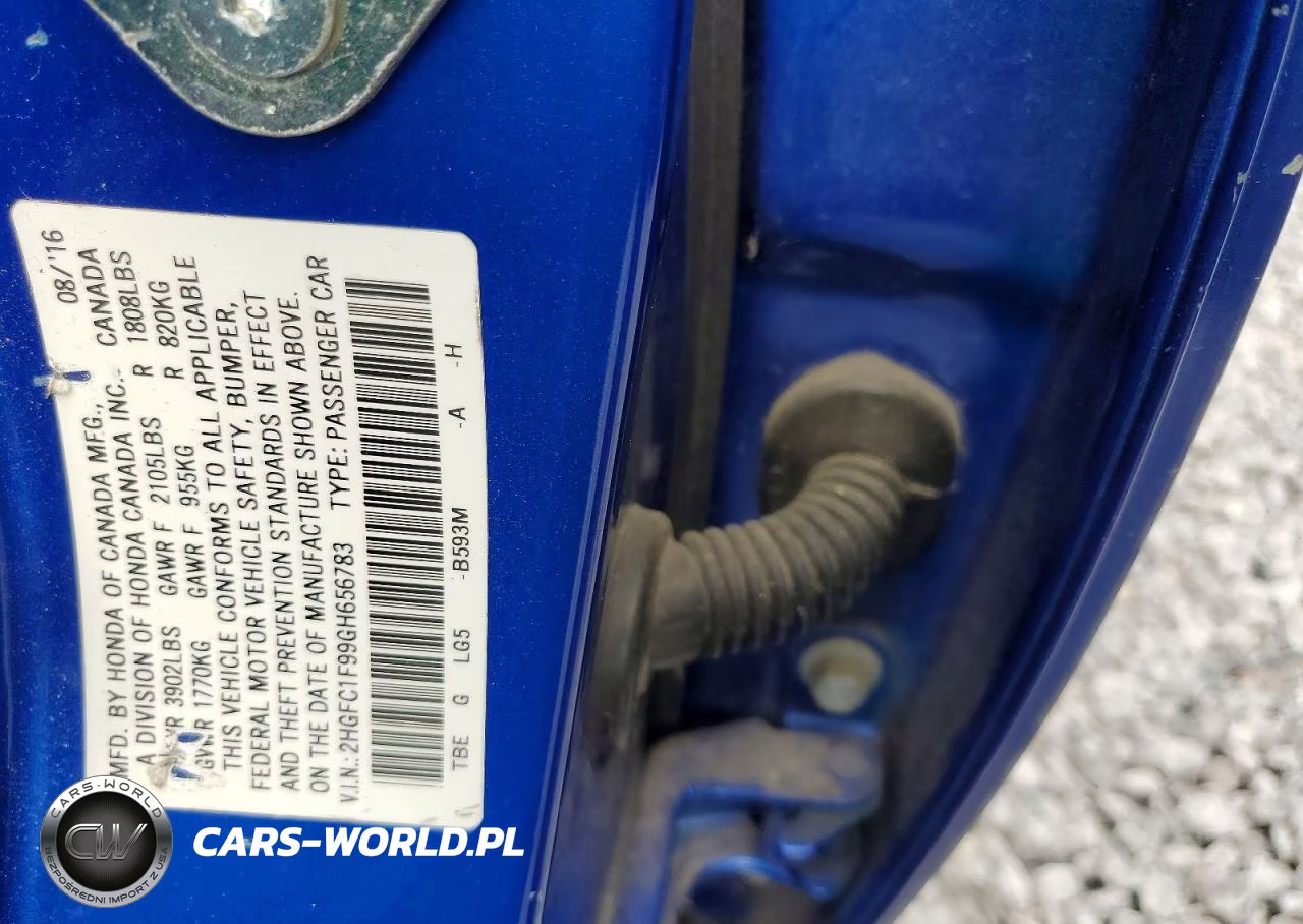 2016 Honda Civic Touring VIN:2HGFC1F99GH656783 - 12