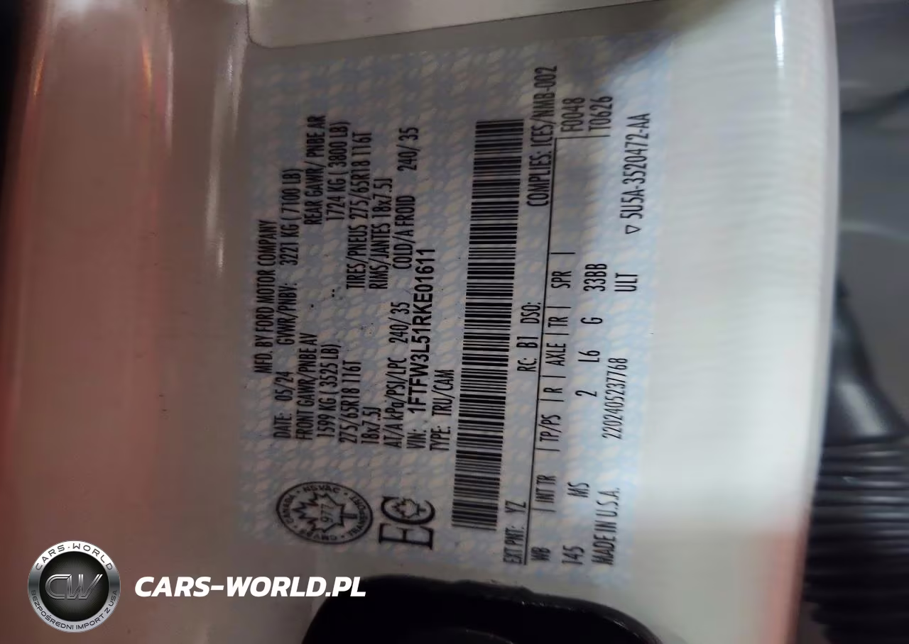 2024 Ford F150 Xlt VIN:1FTFW3L51RKE01611 - 12