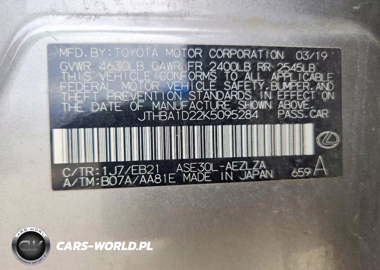 2019 Lexus Is 300 VIN:JTHBA1D22K5095284 - 12