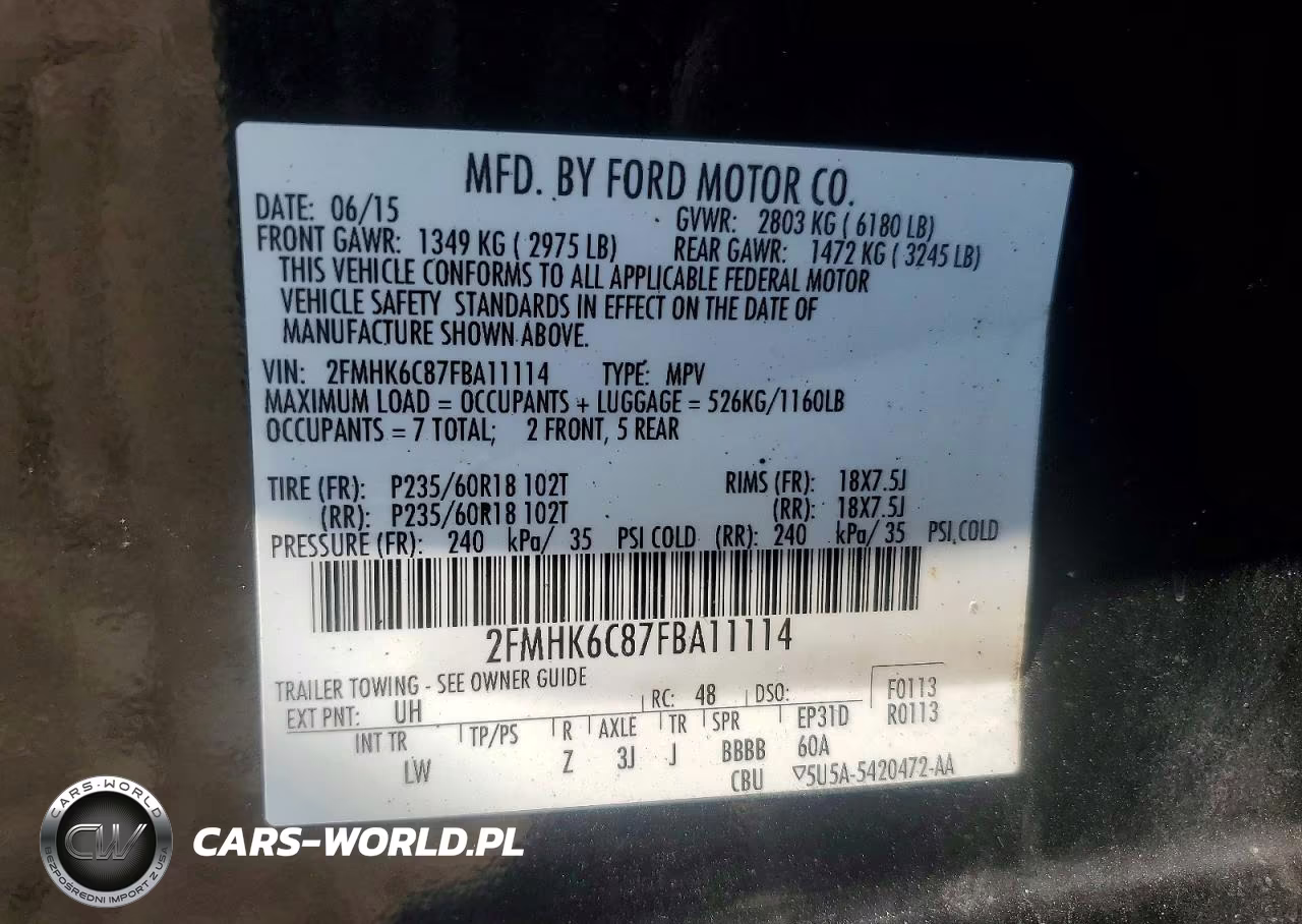 2015 Ford Flex Sel VIN:2FMHK6C87FBA11114 - 13